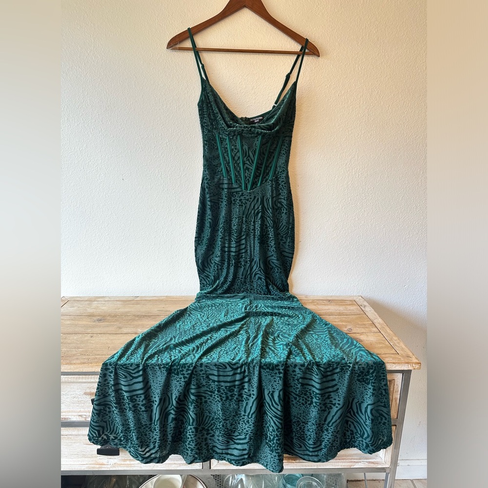 PrettyLittleThing Emerald Green Velvet Maxi Slip Dress